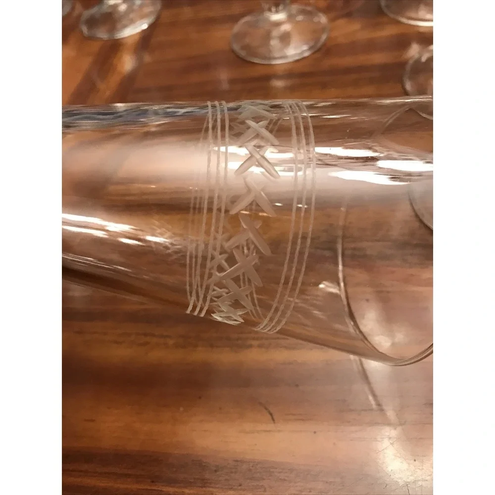 vintage anchor hocking clear pilsner glass X's with Bands‎